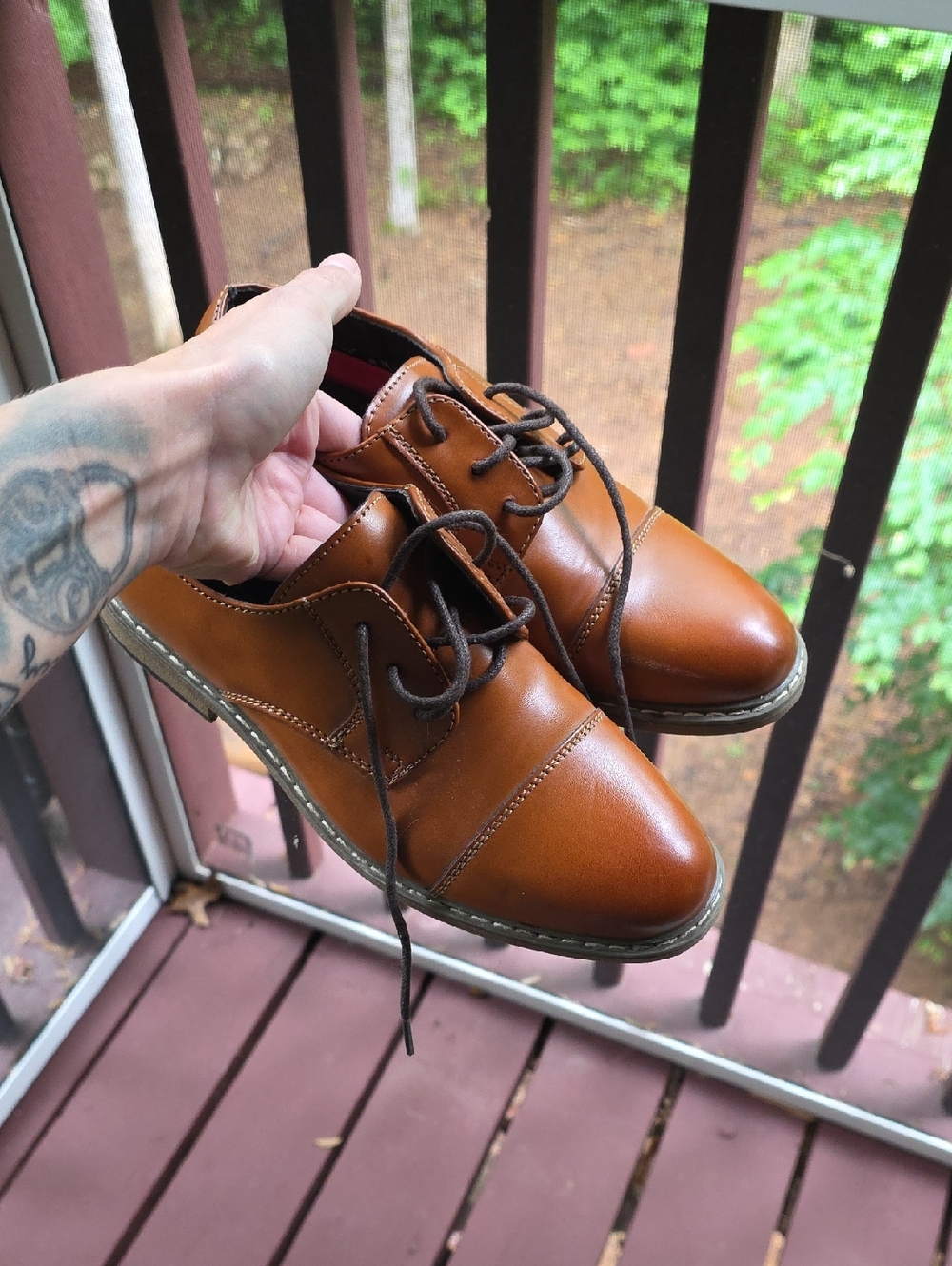Boy's Tan Leather Lace-Up Oxford Shoes